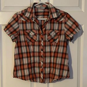 Harley Davidson Plaid Button-Up Shirt Women’s Large